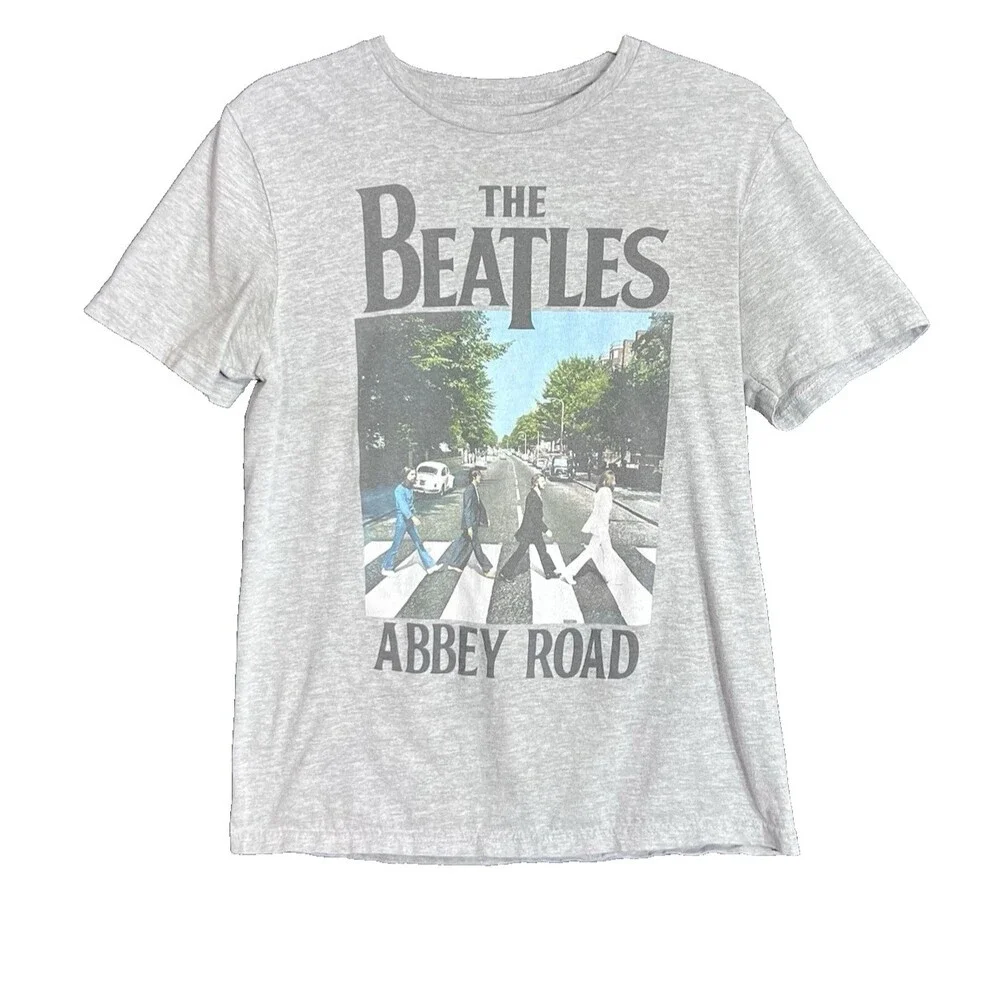 The Beatles Band Concert T-Shirt Mens Size Small Grey Abbey Road Music Retro